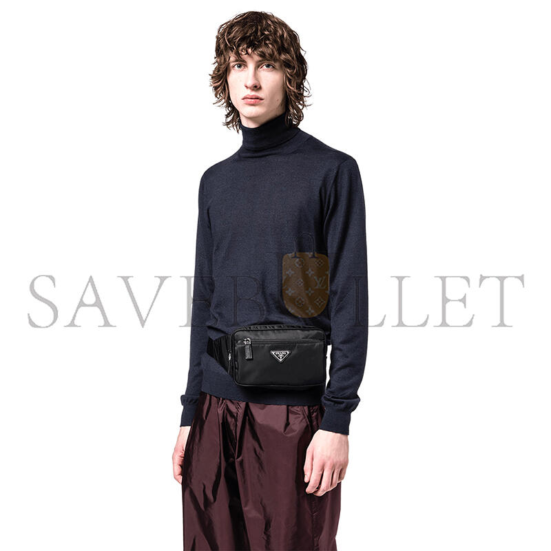 PRADA RE-NYLON AND SAFFIANO LEATHER BELT BAG 2VL977 (21*12.5*4.5cm)